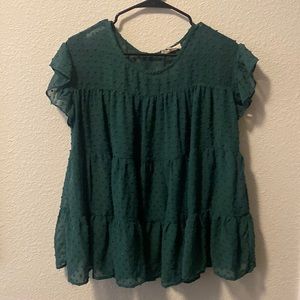 entro- size small dark green flowy blouse